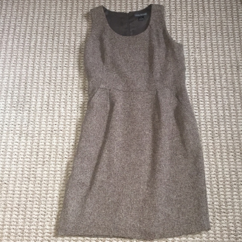Brown tweed work sheath dress